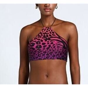 The Attico Animal Print Halter Bikini Top - Size XS-S